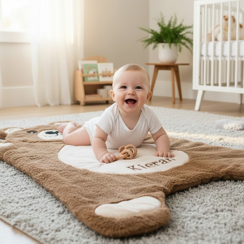Personalized Tummy Time Playmat - Bear